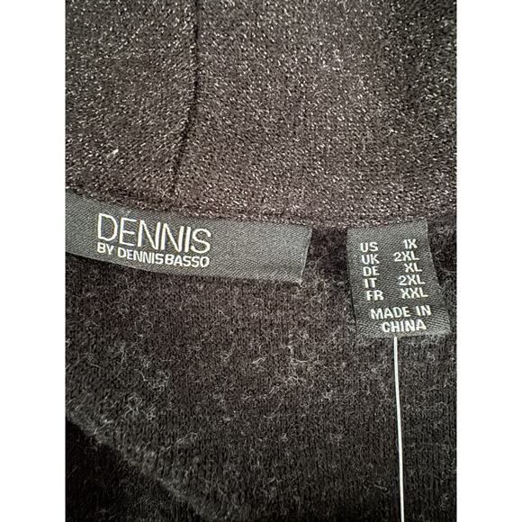 Dennis Basso Black Metallic Knit Sweater Shawl Collar Long Sleeve 1X Relaxed - Picture 12 of 13